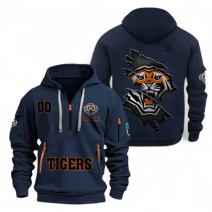 Wests Tigers Fans Gift Hoodie Half Zipper, All Over Print Hoodie Half Zipper For Sport Fan, Custom Name NRL170071525333-Navy