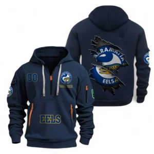 Parramatta Eels Fans Gift Hoodie Half Zipper, All Over Print Hoodie Half Zipper For Sport Fan, Custom Name NRL170071525334-Navy