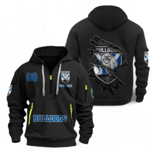 Canterbury-Bankstown Bulldogs Fans Gift Hoodie Half Zipper, All Over Print Hoodie Half Zipper For Sport Fan, Custom Name NRL170071525335-Black