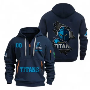 Gold Coast Titans Fans Gift Hoodie Half Zipper, All Over Print Hoodie Half Zipper For Sport Fan, Custom Name NRL170071525338-Navy