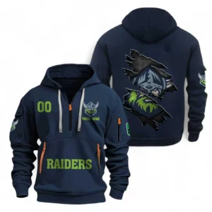 Canberra Raiders Fans Gift Hoodie Half Zipper, All Over Print Hoodie Half Zipper For Sport Fan, Custom Name NRL170071525342-Navy