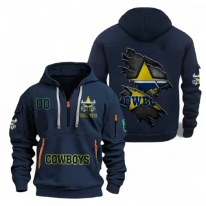 North Queensland Cowboys Fans Gift Hoodie Half Zipper, All Over Print Hoodie Half Zipper For Sport Fan, Custom Name NRL170071525344-Navy