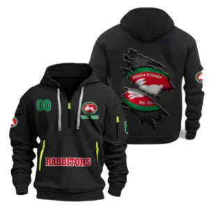 South Sydney Rabbitohs Fans Gift Hoodie Half Zipper, All Over Print Hoodie Half Zipper For Sport Fan, Custom Name NRL170071525346-Black