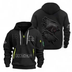 Penrith Panthers Fans Gift Hoodie Half Zipper, All Over Print Hoodie Half Zipper For Sport Fan, Custom Name NRL170071525347-Black