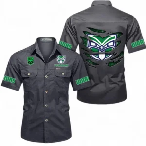 New Zealand Warriors Fans Gift Short Sleeved Shirt, All Over Print Short Sleeved Shirt For Sport Fan, Custom Name NRL171071625556-Dark Gray