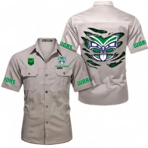 New Zealand Warriors Fans Gift Short Sleeved Shirt, All Over Print Short Sleeved Shirt For Sport Fan, Custom Name NRL171071625556-Gray