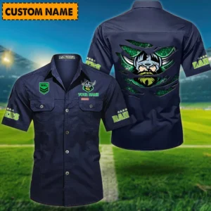 Canberra Raiders Fans Gift Short Sleeved Shirt, All Over Print Short Sleeved Shirt For Sport Fan, Custom Name NRL171071625559-Dark Blue