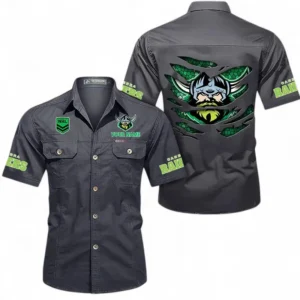 Canberra Raiders Fans Gift Short Sleeved Shirt, All Over Print Short Sleeved Shirt For Sport Fan, Custom Name NRL171071625559-Dark Gray