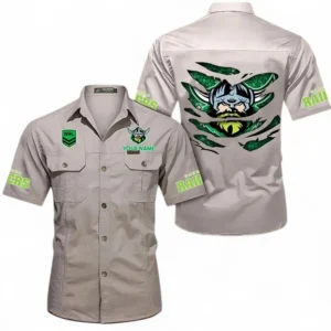 Canberra Raiders Fans Gift Short Sleeved Shirt, All Over Print Short Sleeved Shirt For Sport Fan, Custom Name NRL171071625559-Gray