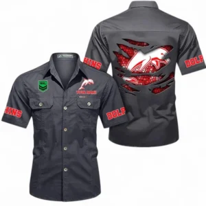 Redcliffe Dolphins Fans Gift Short Sleeved Shirt, All Over Print Short Sleeved Shirt For Sport Fan, Custom Name NRL171071625561-Dark Gray
