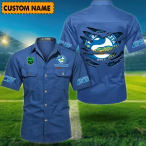 Parramatta Eels Fans Gift Short Sleeved Shirt, All Over Print Short Sleeved Shirt For Sport Fan, Custom Name NRL171071625562-Cowboy Blue