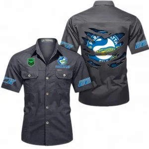 Parramatta Eels Fans Gift Short Sleeved Shirt, All Over Print Short Sleeved Shirt For Sport Fan, Custom Name NRL171071625562-Dark Gray