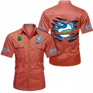 Parramatta Eels Fans Gift Short Sleeved Shirt, All Over Print Short Sleeved Shirt For Sport Fan, Custom Name NRL171071625562-Red