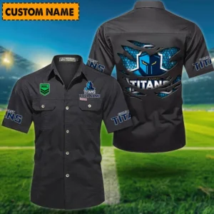 Gold Coast Titans Fans Gift Short Sleeved Shirt, All Over Print Short Sleeved Shirt For Sport Fan, Custom Name NRL171071625565-Black