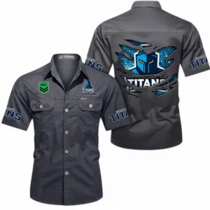 Gold Coast Titans Fans Gift Short Sleeved Shirt, All Over Print Short Sleeved Shirt For Sport Fan, Custom Name NRL171071625565-Dark Gray