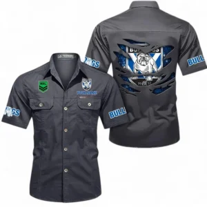 Canterbury-Bankstown Bulldogs Fans Gift Short Sleeved Shirt, All Over Print Short Sleeved Shirt For Sport Fan, Custom Name NRL171071625566-Dark Gray