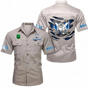 Canterbury-Bankstown Bulldogs Fans Gift Short Sleeved Shirt, All Over Print Short Sleeved Shirt For Sport Fan, Custom Name NRL171071625566-Gray