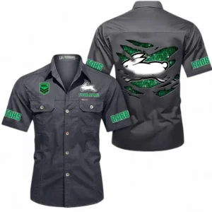 South Sydney Rabbitohs Fans Gift Short Sleeved Shirt, All Over Print Short Sleeved Shirt For Sport Fan, Custom Name NRL171071625568-Dark Gray