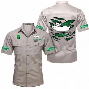 South Sydney Rabbitohs Fans Gift Short Sleeved Shirt, All Over Print Short Sleeved Shirt For Sport Fan, Custom Name NRL171071625568-Gray