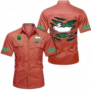 South Sydney Rabbitohs Fans Gift Short Sleeved Shirt, All Over Print Short Sleeved Shirt For Sport Fan, Custom Name NRL171071625568-Red