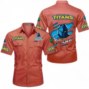 Gold Coast Titans Fans Gift Short Sleeved Shirt, All Over Print Short Sleeved Shirt For Sport Fan, Custom Name NRL172071625333-Red