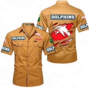 Redcliffe Dolphins Fans Gift Short Sleeved Shirt, All Over Print Short Sleeved Shirt For Sport Fan, Custom Name NRL172071625335-Turmeric