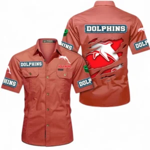 Redcliffe Dolphins Fans Gift Short Sleeved Shirt, All Over Print Short Sleeved Shirt For Sport Fan, Custom Name NRL172071625335-Red