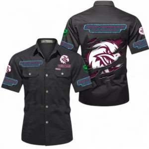 Manly Warringah Sea Eagles Fans Gift Short Sleeved Shirt, All Over Print Short Sleeved Shirt For Sport Fan, Custom Name NRL172071625337-Black