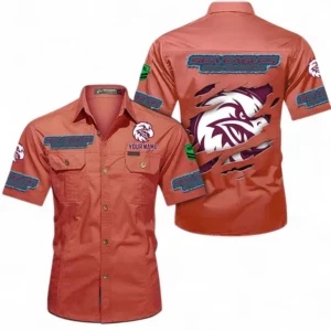 Manly Warringah Sea Eagles Fans Gift Short Sleeved Shirt, All Over Print Short Sleeved Shirt For Sport Fan, Custom Name NRL172071625337-Red
