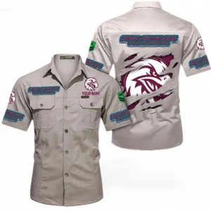 Manly Warringah Sea Eagles Fans Gift Short Sleeved Shirt, All Over Print Short Sleeved Shirt For Sport Fan, Custom Name NRL172071625337-Gray
