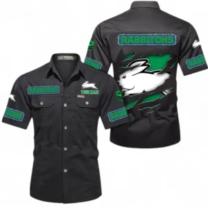 South Sydney Rabbitohs Fans Gift Short Sleeved Shirt, All Over Print Short Sleeved Shirt For Sport Fan, Custom Name NRL172071625339-Black