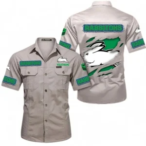 South Sydney Rabbitohs Fans Gift Short Sleeved Shirt, All Over Print Short Sleeved Shirt For Sport Fan, Custom Name NRL172071625339-Gray
