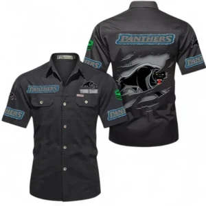 Penrith Panthers Fans Gift Short Sleeved Shirt, All Over Print Short Sleeved Shirt For Sport Fan, Custom Name NRL172071625340-Black