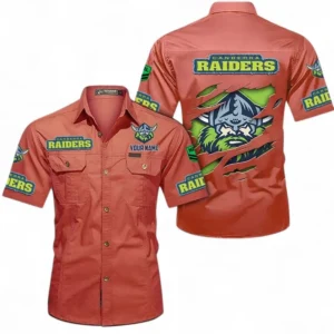 Canberra Raiders Fans Gift Short Sleeved Shirt, All Over Print Short Sleeved Shirt For Sport Fan, Custom Name NRL172071625343-Red