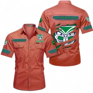 New Zealand Warriors Fans Gift Short Sleeved Shirt, All Over Print Short Sleeved Shirt For Sport Fan, Custom Name NRL172071625345-Red