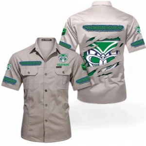 New Zealand Warriors Fans Gift Short Sleeved Shirt, All Over Print Short Sleeved Shirt For Sport Fan, Custom Name NRL172071625345-Gray