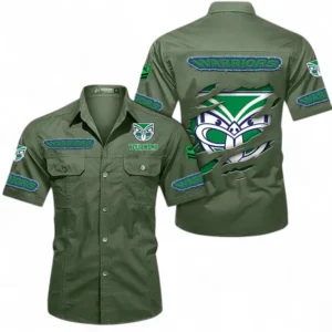 New Zealand Warriors Fans Gift Short Sleeved Shirt, All Over Print Short Sleeved Shirt For Sport Fan, Custom Name NRL172071625345-Army Green