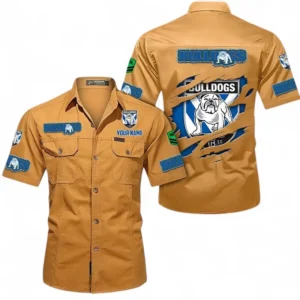 Canterbury-Bankstown Bulldogs Fans Gift Short Sleeved Shirt, All Over Print Short Sleeved Shirt For Sport Fan, Custom Name NRL172071625349-Turmeric