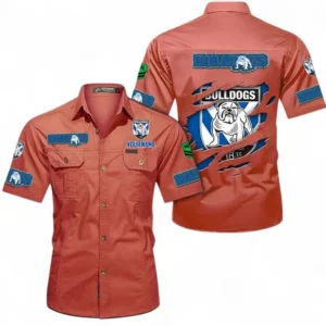 Canterbury-Bankstown Bulldogs Fans Gift Short Sleeved Shirt, All Over Print Short Sleeved Shirt For Sport Fan, Custom Name NRL172071625349-Red