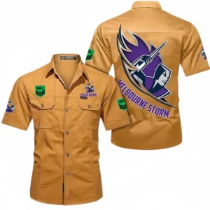 Melbourne Storm Fans Gift Short Sleeved Shirt, All Over Print Short Sleeved Shirt For Sport Fan, Custom Name NRL173071625000-Turmeric
