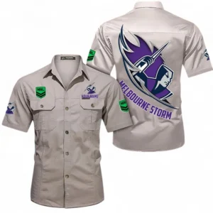Melbourne Storm Fans Gift Short Sleeved Shirt, All Over Print Short Sleeved Shirt For Sport Fan, Custom Name NRL173071625000-Gray