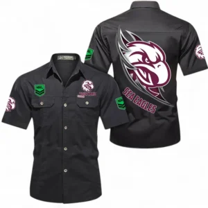 Manly Warringah Sea Eagles Fans Gift Short Sleeved Shirt, All Over Print Short Sleeved Shirt For Sport Fan, Custom Name NRL173071625001-Black