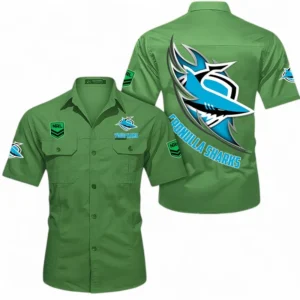Cronulla Sharks Fans Gift Short Sleeved Shirt, All Over Print Short Sleeved Shirt For Sport Fan, Custom Name NRL173071625002-Fruit Green