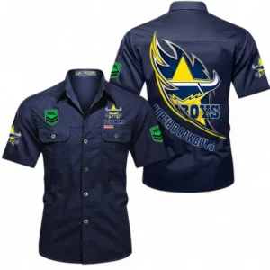 North Queensland Cowboys Fans Gift Short Sleeved Shirt, All Over Print Short Sleeved Shirt For Sport Fan, Custom Name NRL173071625003-Dark Blue