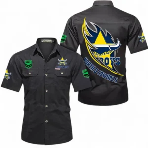 North Queensland Cowboys Fans Gift Short Sleeved Shirt, All Over Print Short Sleeved Shirt For Sport Fan, Custom Name NRL173071625003-Black