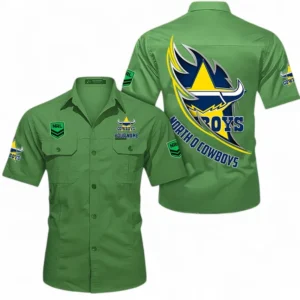 North Queensland Cowboys Fans Gift Short Sleeved Shirt, All Over Print Short Sleeved Shirt For Sport Fan, Custom Name NRL173071625003-Fruit Green
