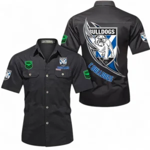 Canterbury-Bankstown Bulldogs Fans Gift Short Sleeved Shirt, All Over Print Short Sleeved Shirt For Sport Fan, Custom Name NRL173071625004-Black