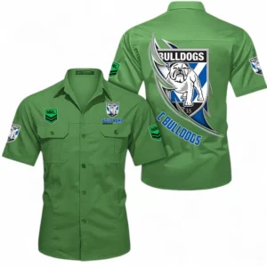Canterbury-Bankstown Bulldogs Fans Gift Short Sleeved Shirt, All Over Print Short Sleeved Shirt For Sport Fan, Custom Name NRL173071625004-Fruit Green