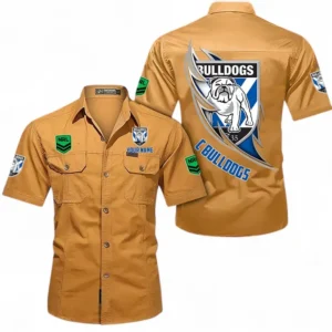 Canterbury-Bankstown Bulldogs Fans Gift Short Sleeved Shirt, All Over Print Short Sleeved Shirt For Sport Fan, Custom Name NRL173071625004-Turmeric