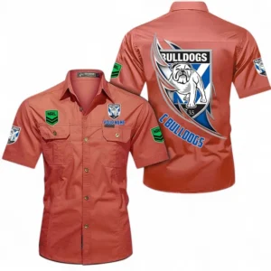 Canterbury-Bankstown Bulldogs Fans Gift Short Sleeved Shirt, All Over Print Short Sleeved Shirt For Sport Fan, Custom Name NRL173071625004-Red